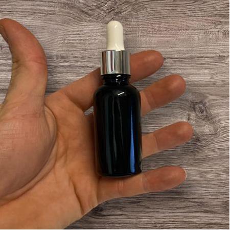 30 cc Siyah Cam Şişe Metal Gümüş Kapak