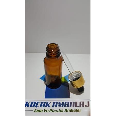 20 cc Kahverengi Cam Şişe Metal Gold Kapak 2