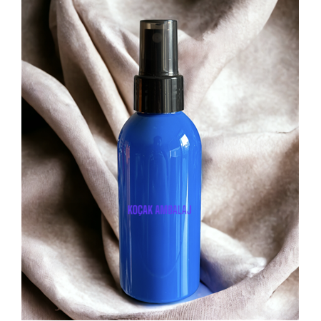 150 ML MAVİ RENKLİ ŞİŞE PARLAK SİYAH SPREY BAŞLIK