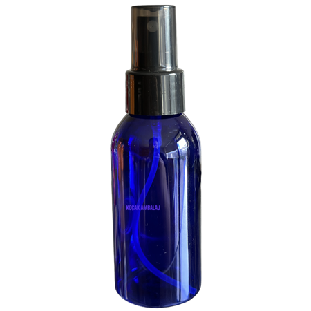 100 ML MAVİ RENK ŞİŞE, SİYAH SPREY BAŞLIK
